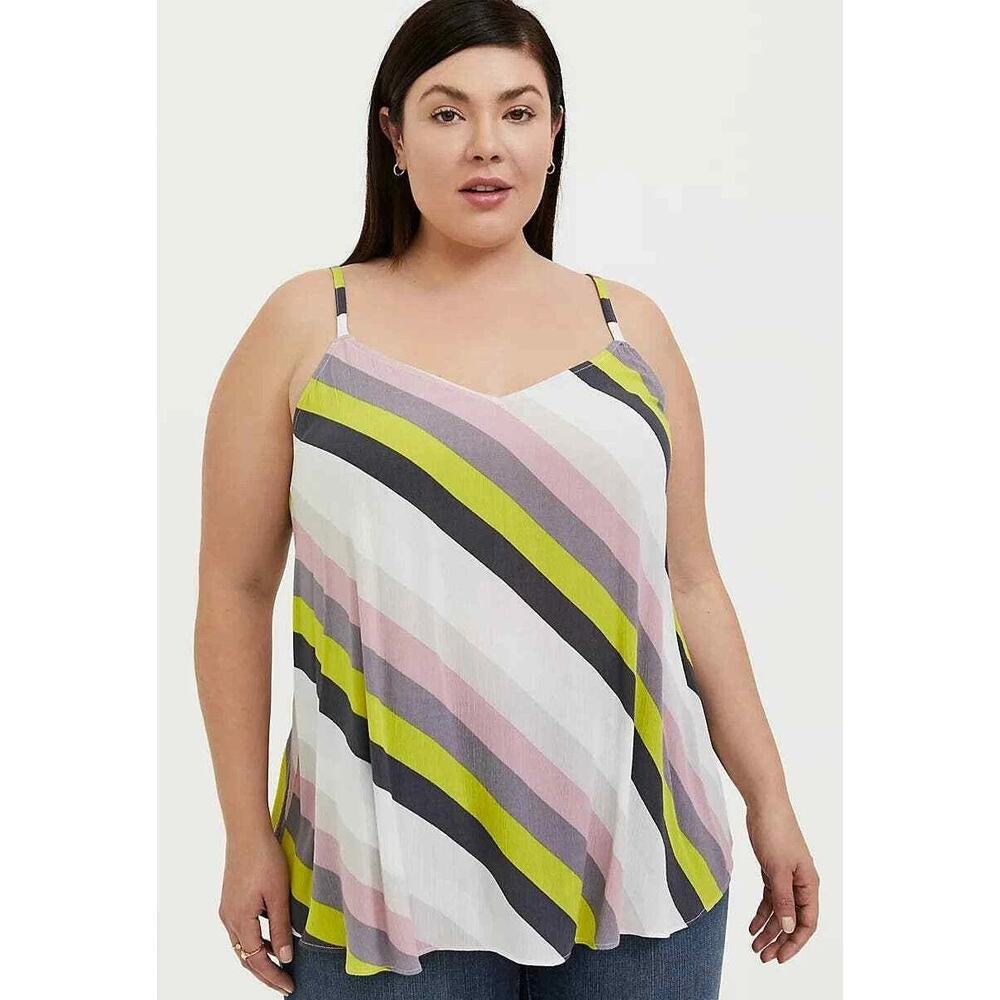 Torrid Flowy Strappy Tank, Green Pink Lime, Women's Size 3x (22-24) NWOT